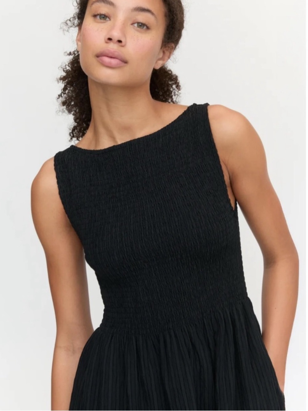 Hill House The Cosima Nap midi Dress size S Black Seersucker - Picture 4 of 9